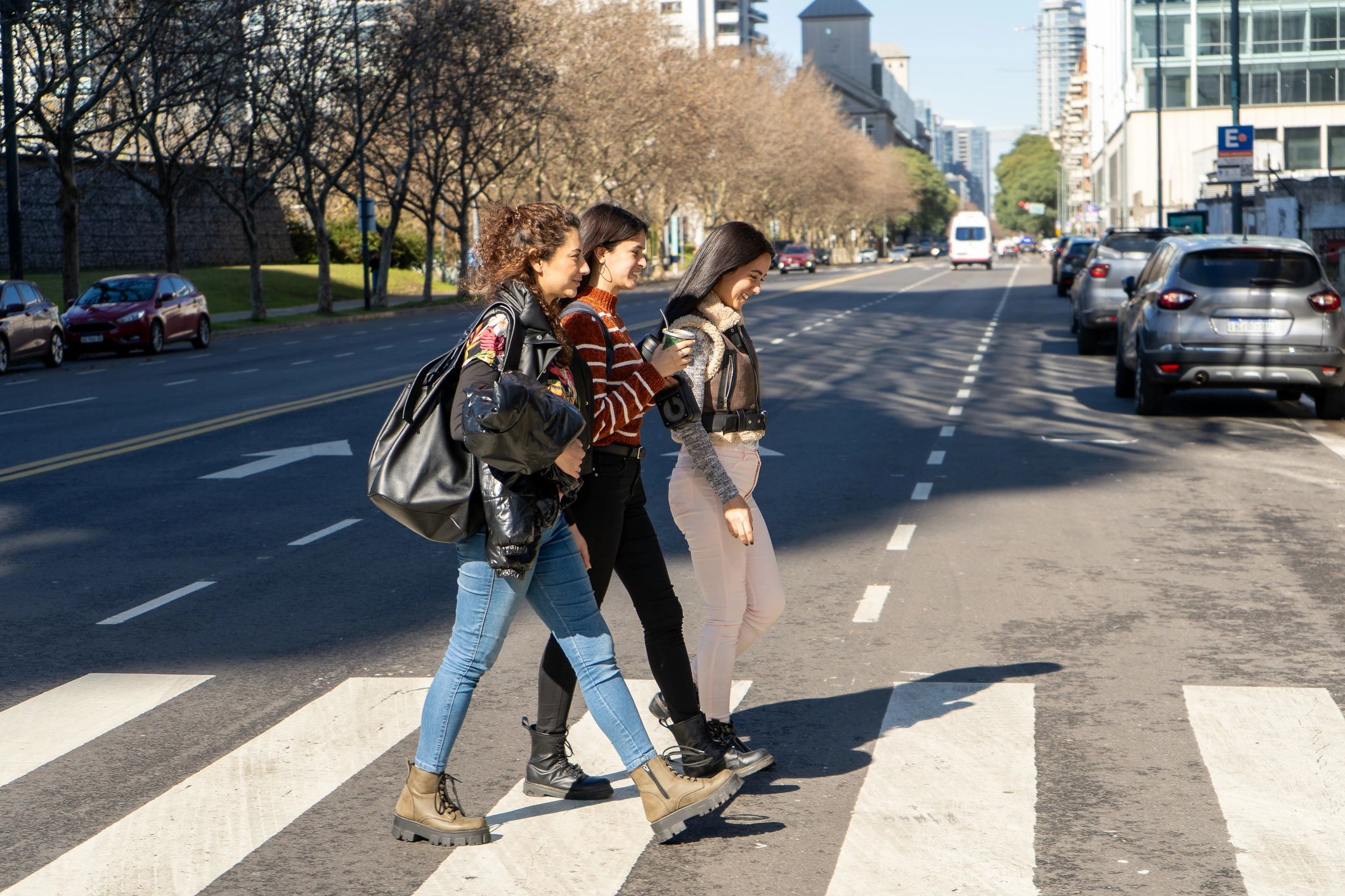 Women crossing a street in Buenos Aires
